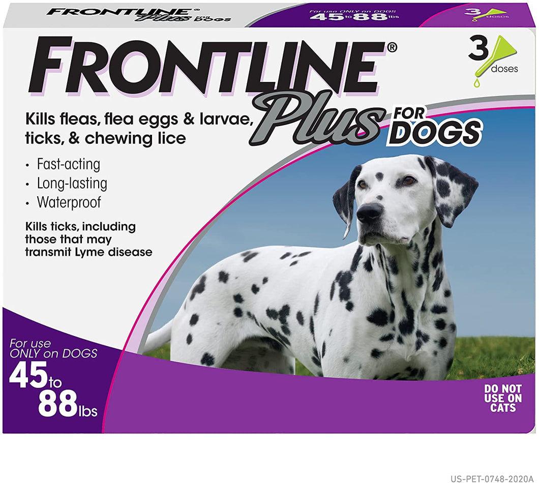 Frontline Plus Flea and Tick Treatment for Dogs 3 Month Large Dog 45-88 Pounds