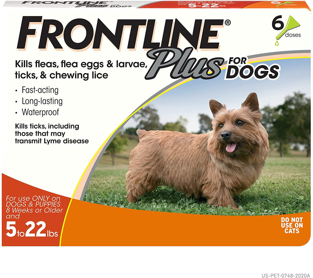 Frontline Plus Flea and Tick Treatment for Dogs 6 Month Small Dog 5-22 Pounds