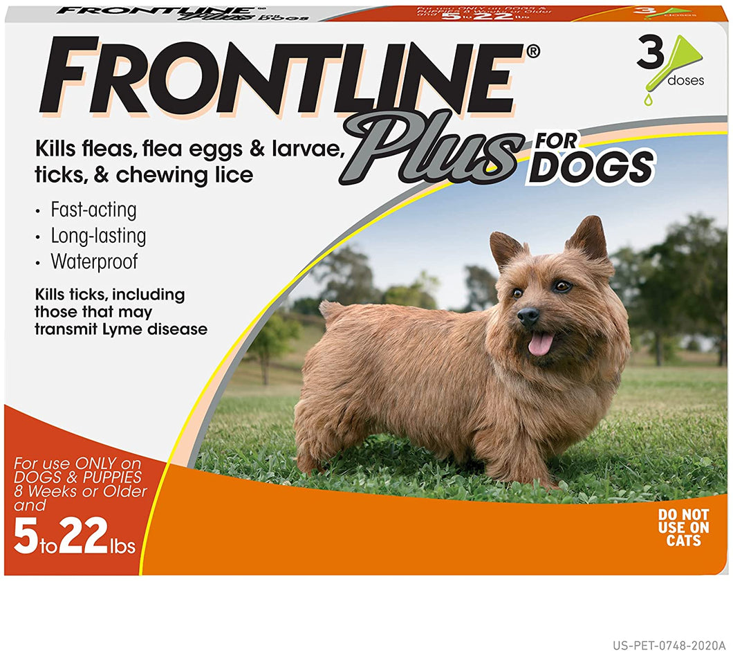 Frontline Plus Flea and Tick Treatment for Dogs 3 Month Small Dog 5-22 Pounds