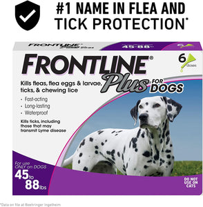 Frontline Plus Flea and Tick Treatment for Dogs 6 Month Large Dog 45-88 Pounds