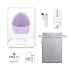 FOREO LUNA 3 for Normal, Sensitive Skin, Smart Facial Cleansing and Firming Massage Brush for Spa at Home - Purple